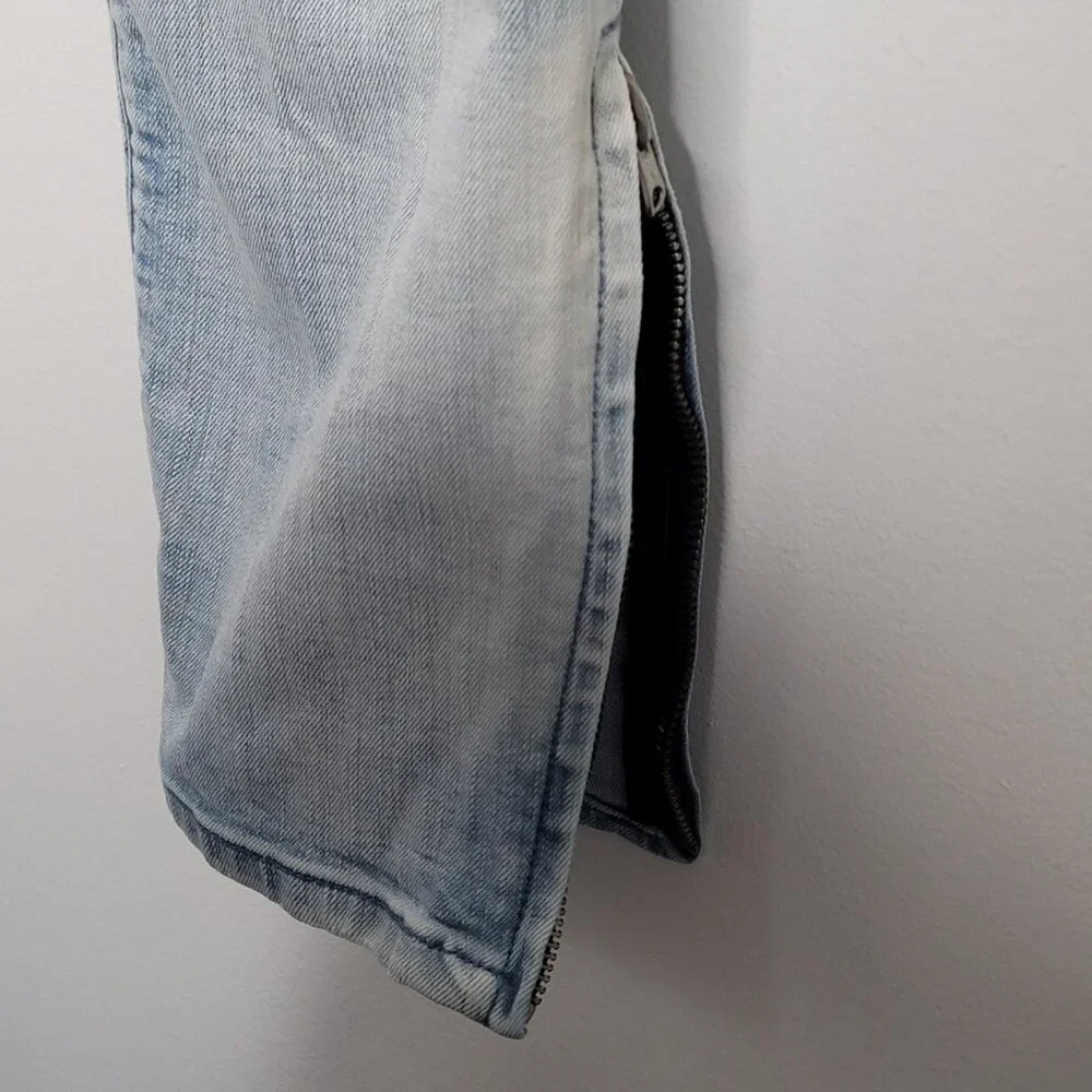 MNML Mens Jeans 40 Ankle Zip‎ Jeans Denim Blue Distressed Button Fly 40x33